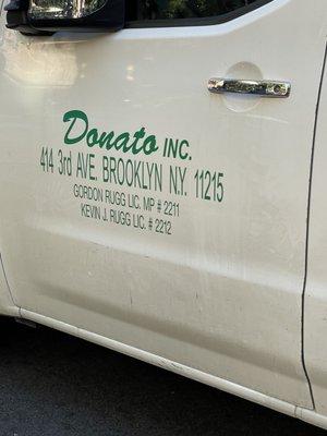 The van with company name.