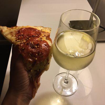 Pizza and wine. Can't go wrong with this combo!