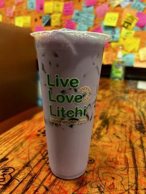 Taro Milk Tea with grass jelly