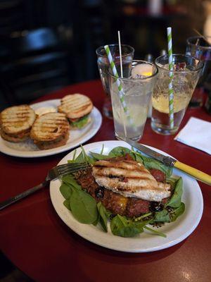 Mini BLT 3 pieces, Mediterranean Chicken and Tom Collins