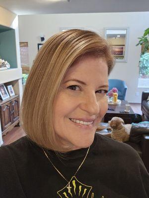 Strawberry blonde bob by Whitney at Mane Collective