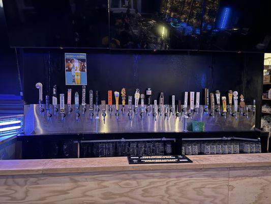 34 taps on the mighty beer wall + 6 behind the bar = 40 ways to pour a 40.