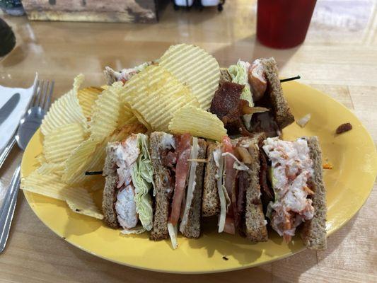 Lobster Club. Quarter pound of lobster meat.  20 dollars.