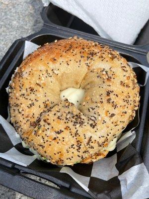 Spinach, egg & cheese bagel