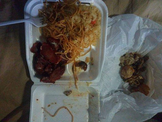 NASTY !!!!So disgusted  half  the plate was thrown  away ! Panda Express  is way better for the price !!