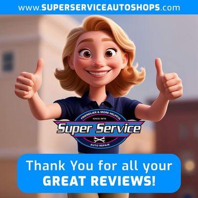 Thank you for trusting our shop - Super Service of Aliso Viejo is always ready to service your vehicle's needs.