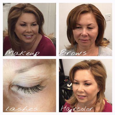 She opted for the Makeover Package! Lash Extensions, Hair Color & Cut, Brows, and Makeup by Crystal!