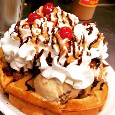 Waffles and Ice cream sundae!