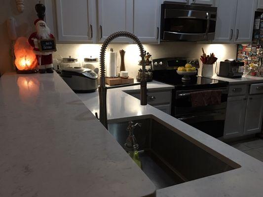 Our beautiful kitchen, thanks to Boynton Beach Marble and Granite