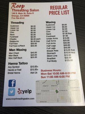 menu/prices (april 2018)