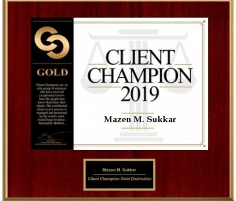 Client Champion Award based on over all reviews.