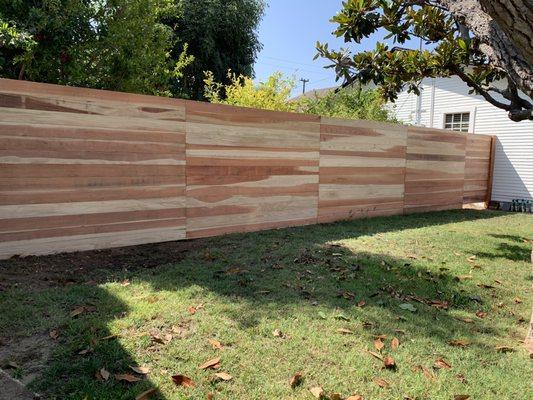 Newly installed Beautiful redwood fence