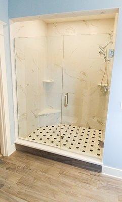 Frameless Shower Door and Panel with Channel