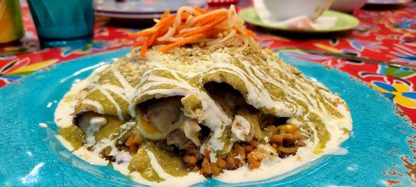 Chicken Verde enchiladas