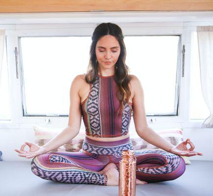 Teeki Yoga Pants and Ayur Copper Water Bottles