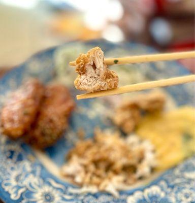 Inside the boneless chicken wings - decent meat-to-breading ratio