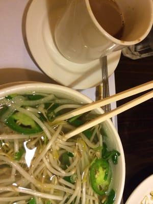 Chicken pho with Vietnamese coffee