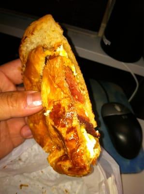 breakfast sandwich croissant with egg bacon and cheese. $4.29...