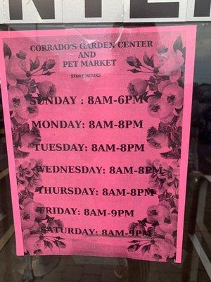 Correct store hours.