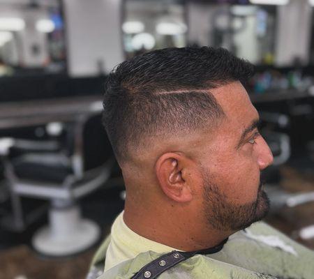 Mid Bald Fade with Hard Part