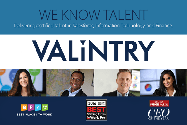 VALiNTRY Knows Talent
 Delivering certified talent in Salesforce, Information Technology, and Finance to clients nationwide.