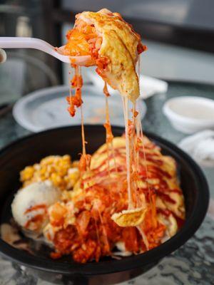 Kimchi and Cheese Omelette Rice @tiffhuangry