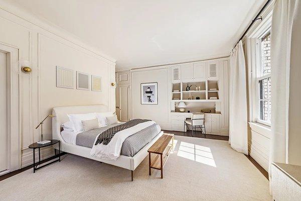 Newly painted bedroom with views of Park Avenue