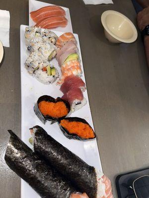 Salmon Hand Roll, 8 Piece Rainbow, 8 Piece Philly Roll