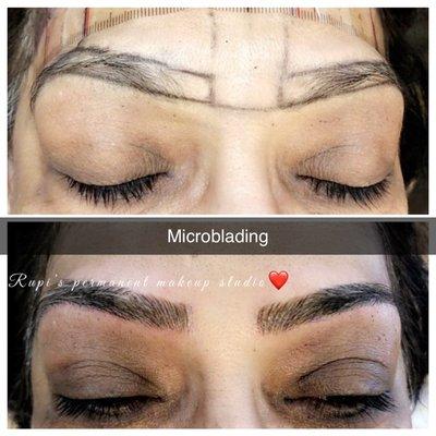 Microblading eyebrows done at Rupi Permanent makeup studio