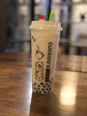 Coconut milk tea with boba.