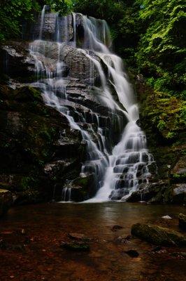 This is just the bottom half of this beautiful waterfall, located on private land, that I take people to.