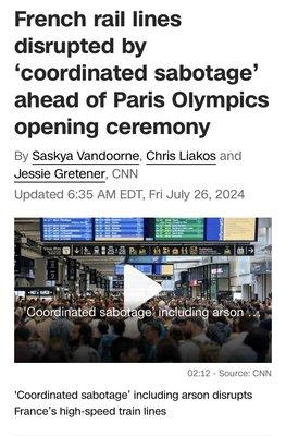 July 26, 2024: Another Cyber Attack this time in France, just before the Olympics! NYC.