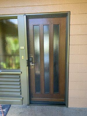 Here's our Legacy Retractable screen open. Perfect color match with our stock color options