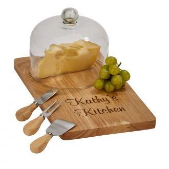 Personalized Engraved Wood Cutting Board with Utensils