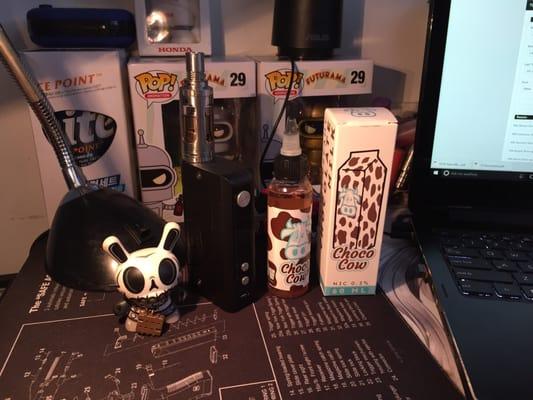 The v-mod and Choco milk I picked up today paired with the aspire mod I bought from them a few months back!