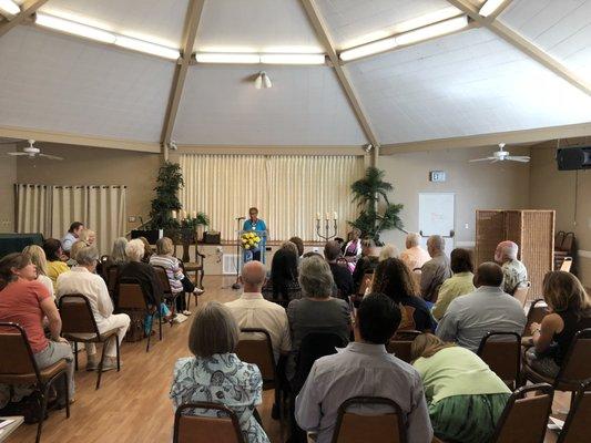 Rev. Dr. Matti Dobbs speaking at Center for Spiritual Living Carlsbad