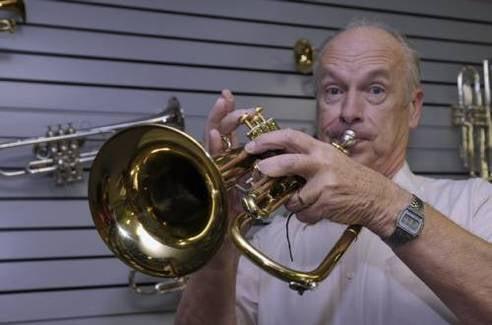 C.K. Gottschalk showing off his trumpeting skills.