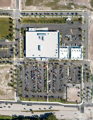 Overhead (Bird's Eye) view of Publix shopping center with future development out parcels - Palm Beach County, FL.