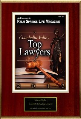 Palm Springs Life Magazine Top Lawyer Award 2013