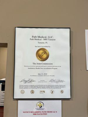 All of Path Medical's locations have been accredited by The Joint Commission