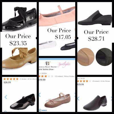 Our prices compared to Payless. Yes! We carry high quality dance shoes for LESS