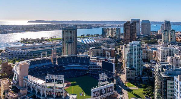 Our office overlooks Gallagher Square at Petco Park. Go Padres!