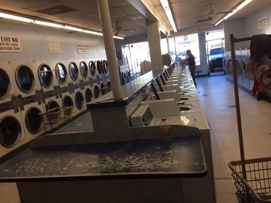 The inside of the laundromat