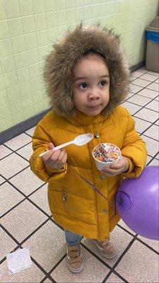 Granddaughter enjoying her ice cream