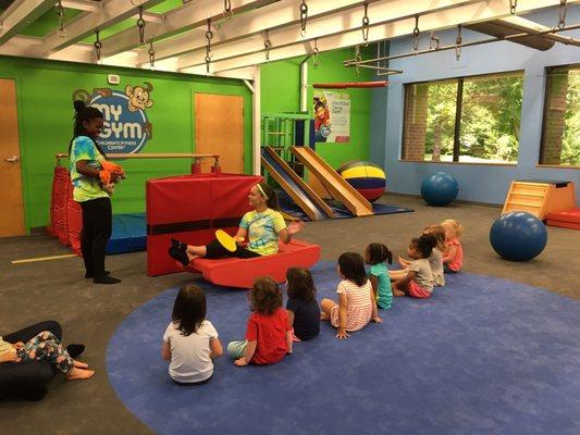 Story time with Ms. Leah and Ms. Dana.