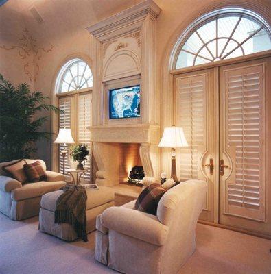 Castle Shutters sanded and repainted these French door shutters in Century City, CA to match the color of the home's surrounding trim.