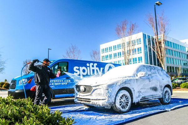 Spiffy will come to your office and wash your car while you work!