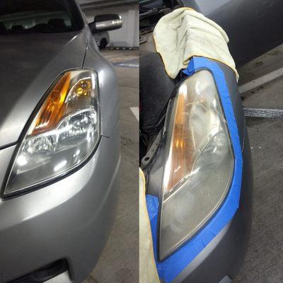 Before and after head light restoration