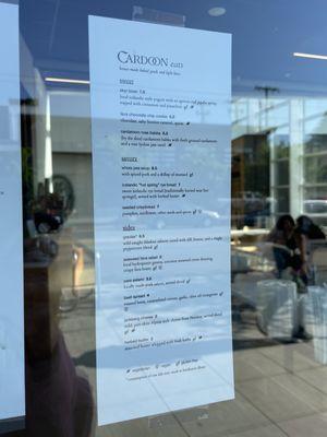 Menu as of May 2023