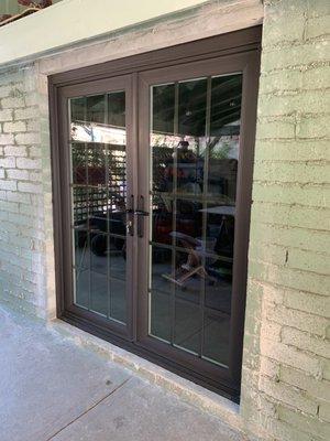 Finished product with French doors installed. They did not do the French door installation